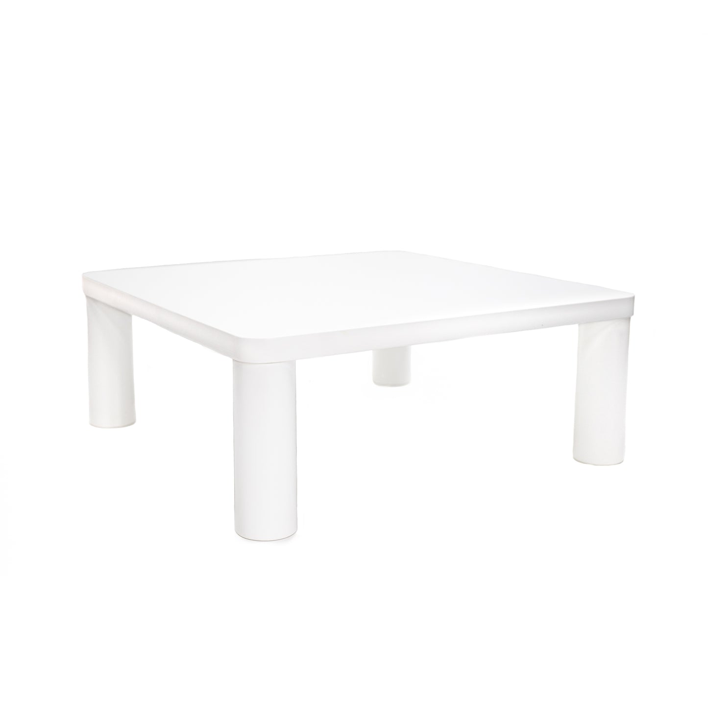 Cream White Square Coffee Table with Rounded Corner Design