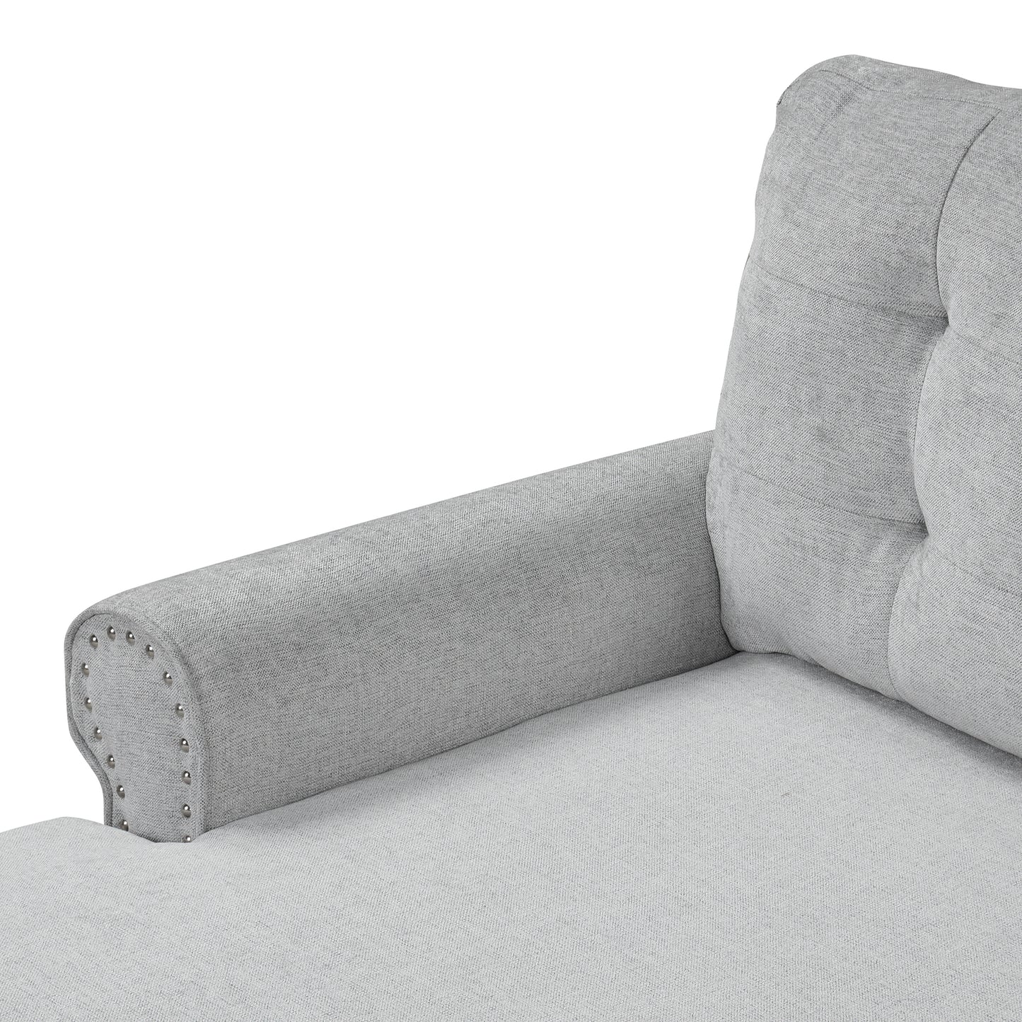 Luxe Gray U-Shaped Sectional Sofa with Tufted Backrest and Plush Comfort