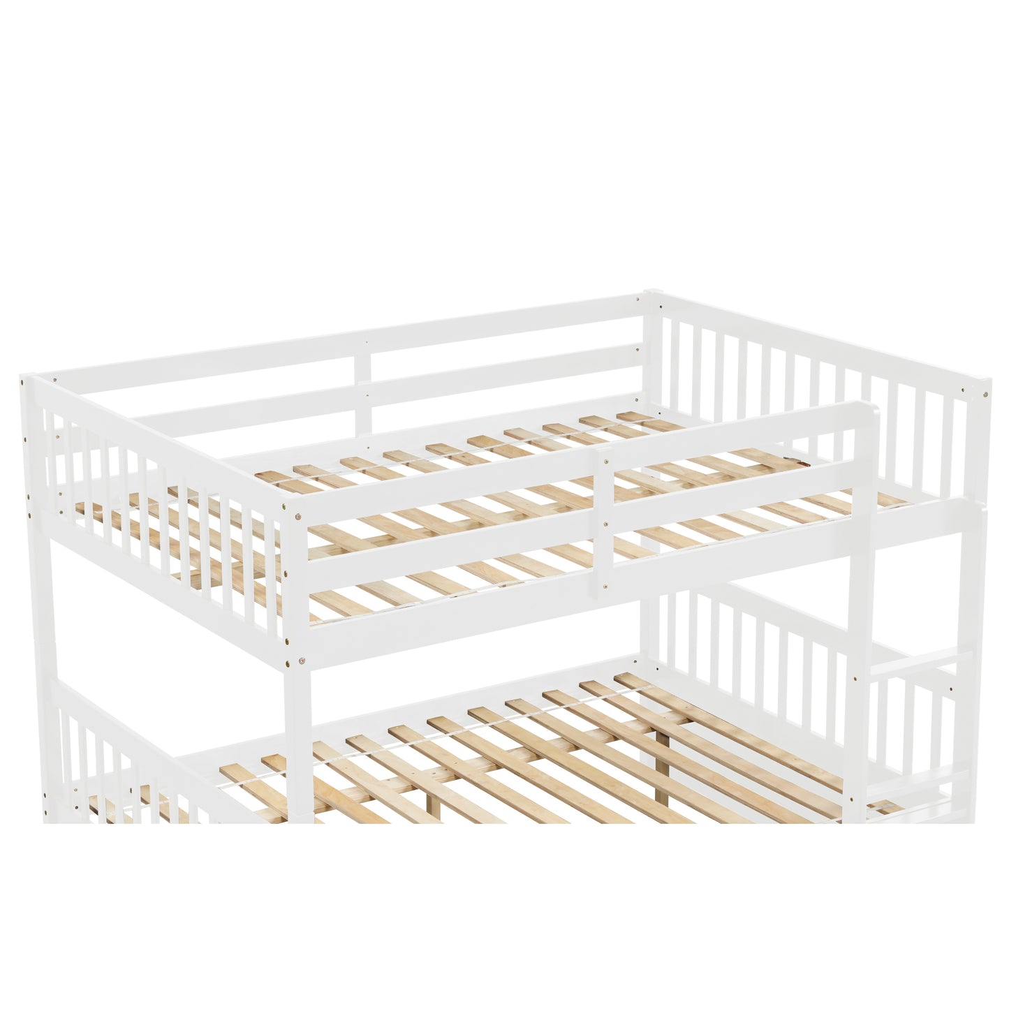 Multifunctional White Full Over Full Bunk Bed with Trundle and Modern Design