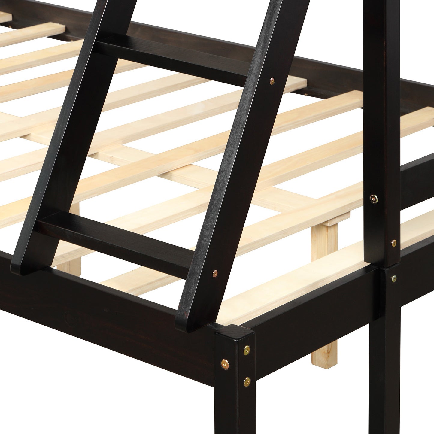 Elegant Twin Full Espresso Bunk Bed with Maximized Space