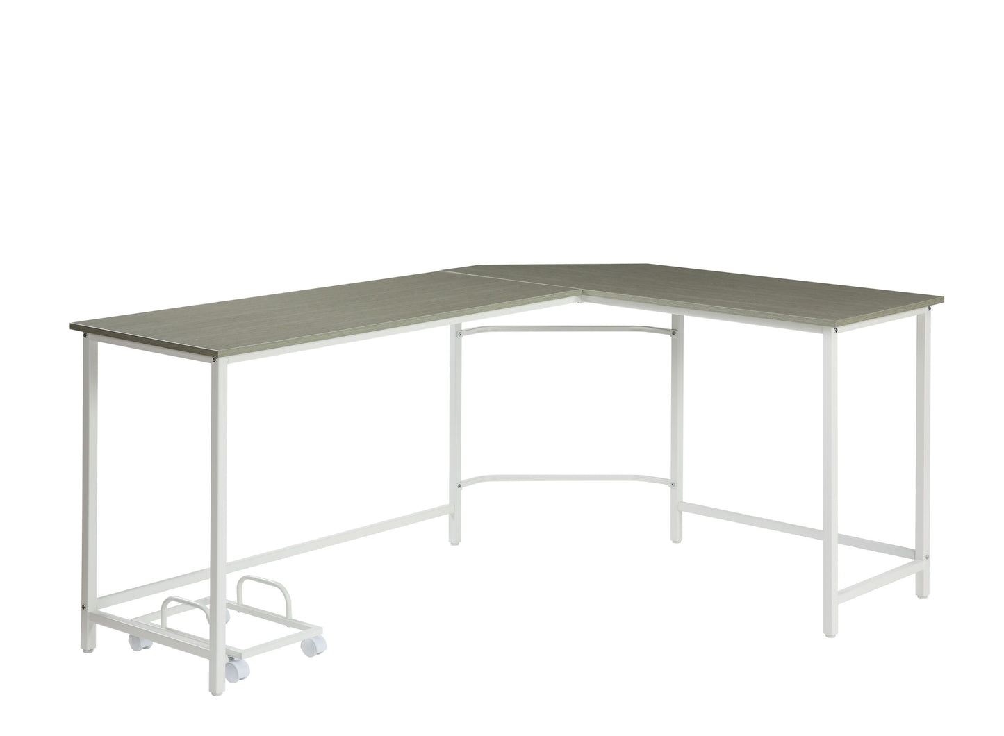 Dazenus Modern Gray and White L-Shaped Computer Desk