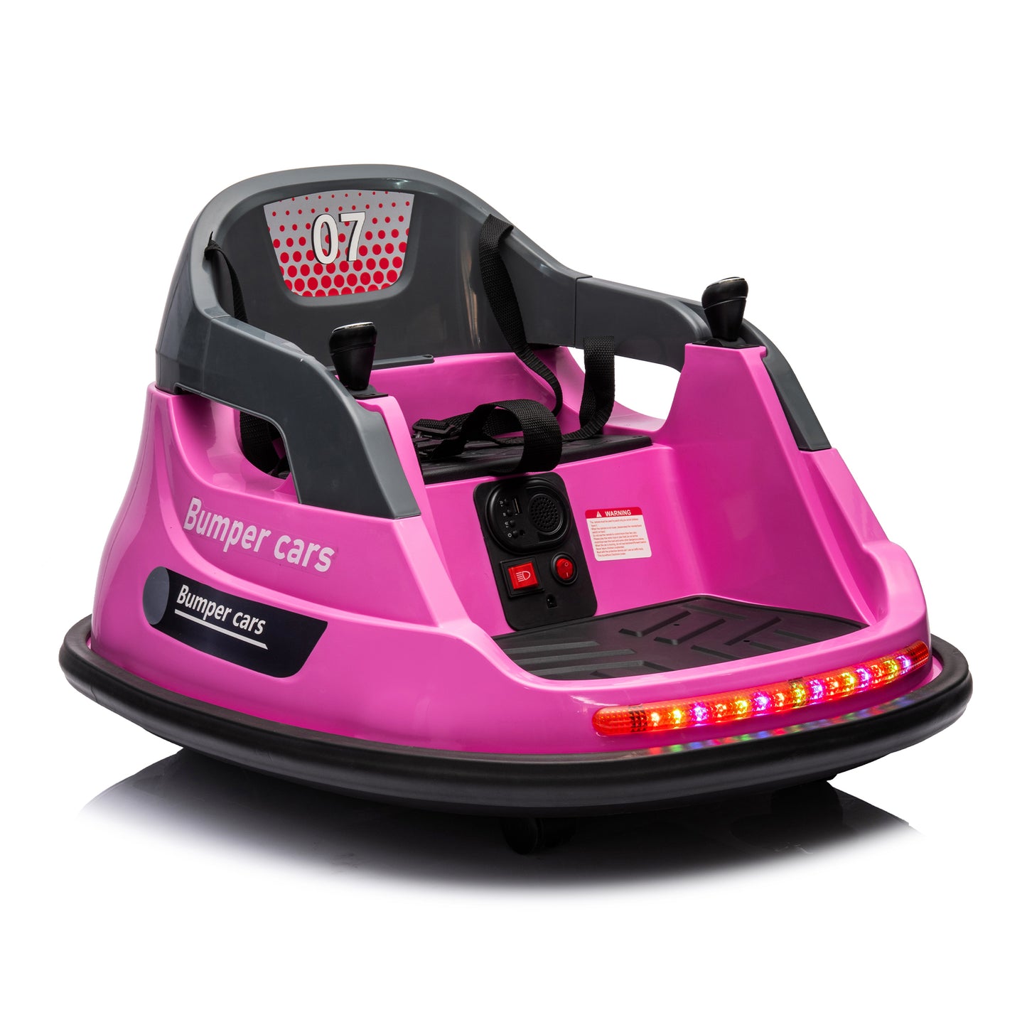 12V Pink Bumper Car with Remote Control and LED Lights