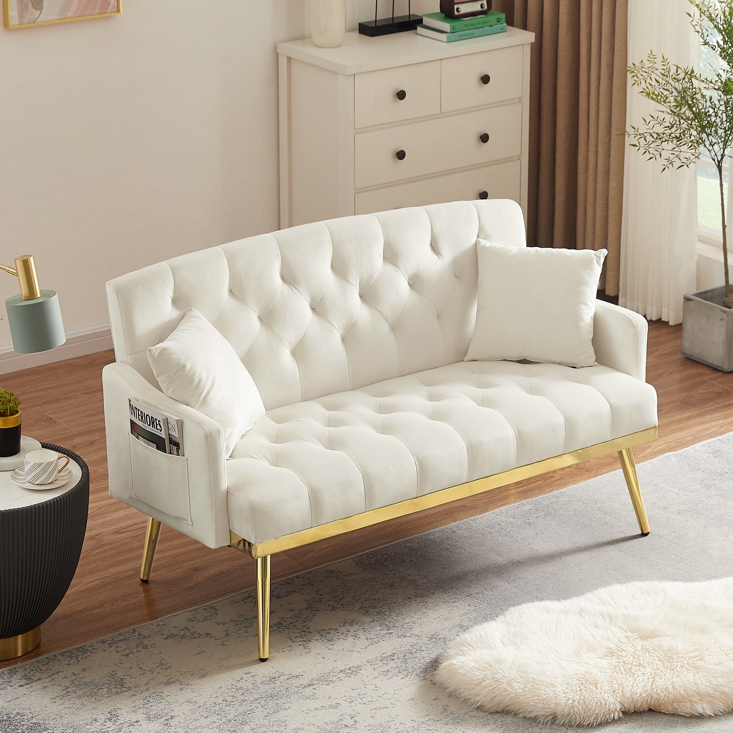 CREAM WHITE  2 SEATER SOFA