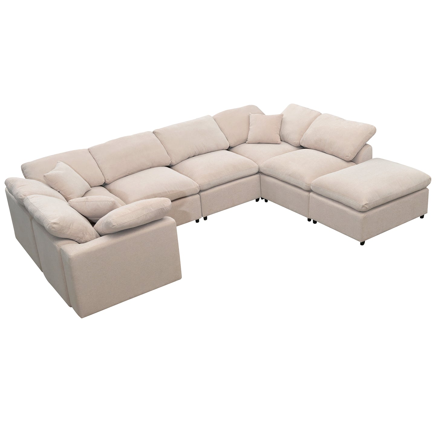 U_Style Oversized Modular Sectional Sofa with Ottoman L Shaped Corner Sectional for Living Room, Office, Spacious Space