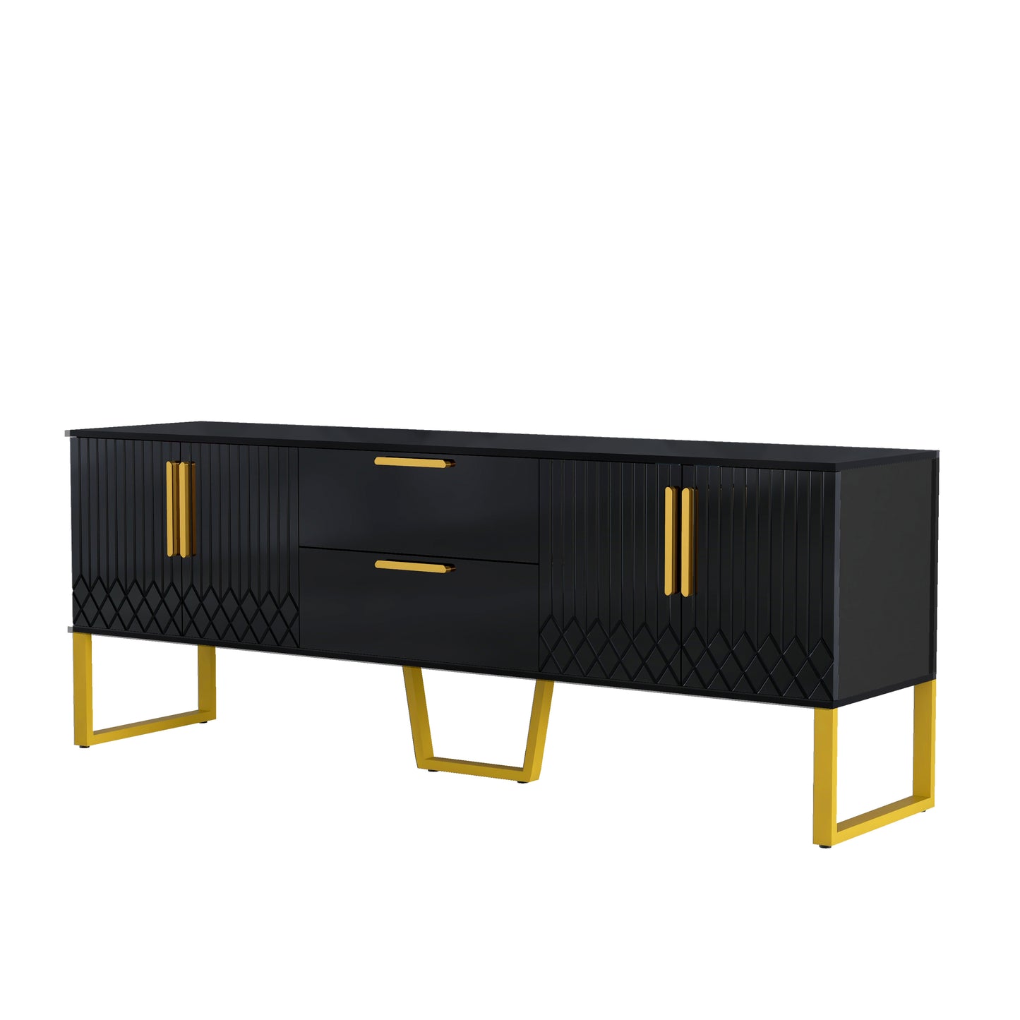 Elegant Black Wood TV Stand with Ample Storage Space for TVs up to 75 Inches