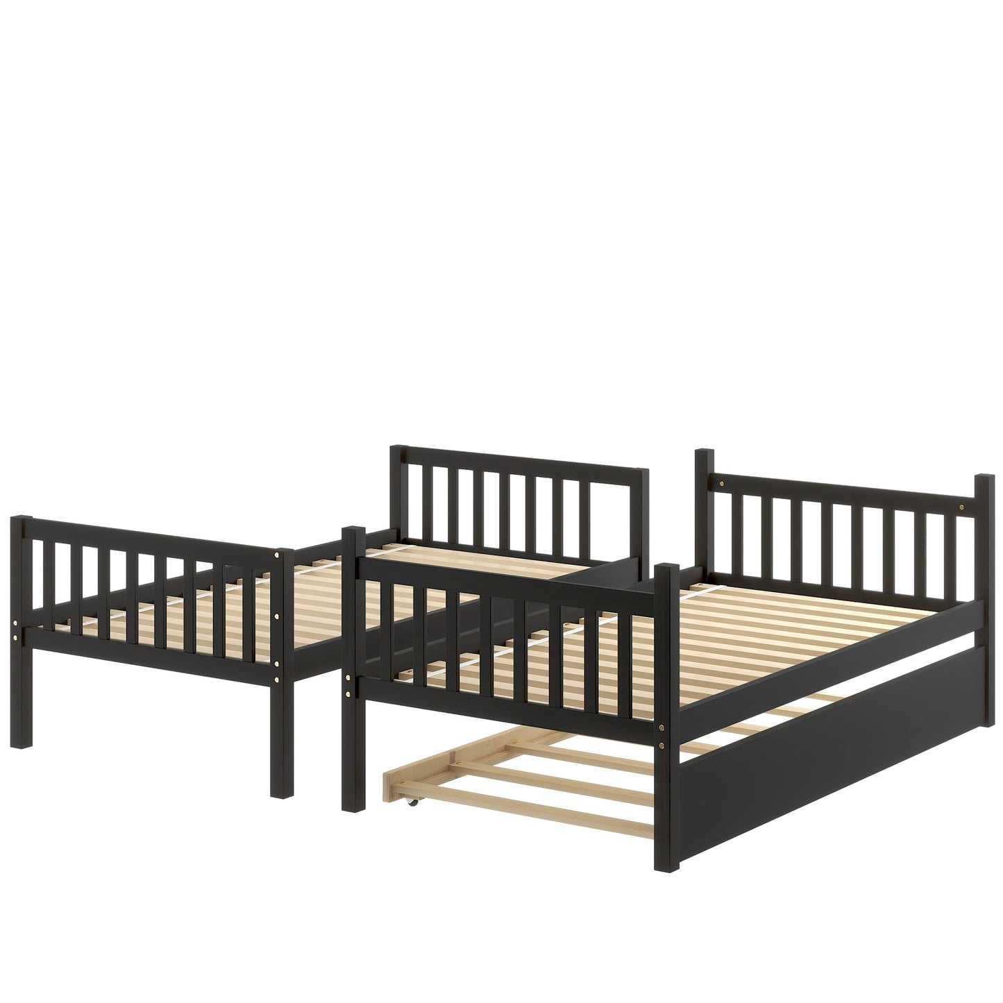 Trio Bunk Bed Set with Trundle, Durable Wood Frame and Safety Enhancements