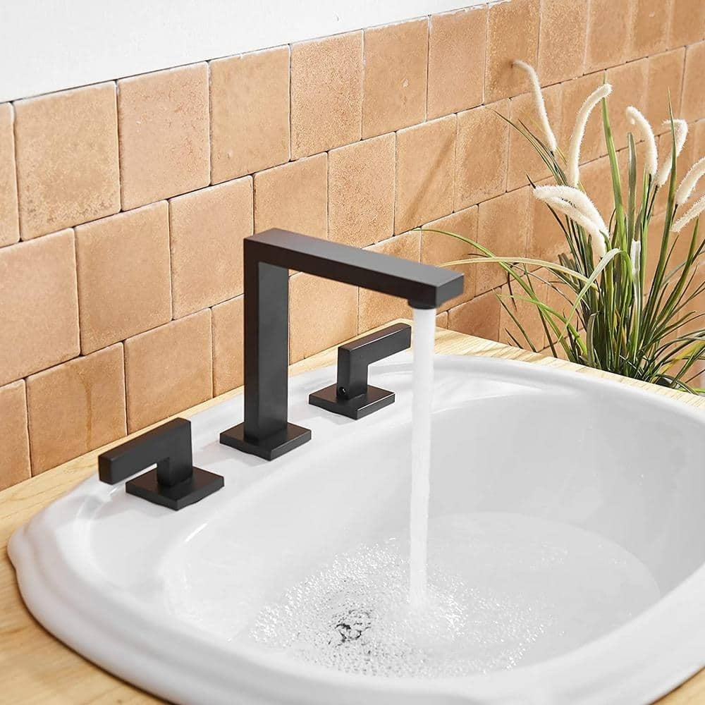 Matte Black Widespread Bathroom Faucet with Double Handles