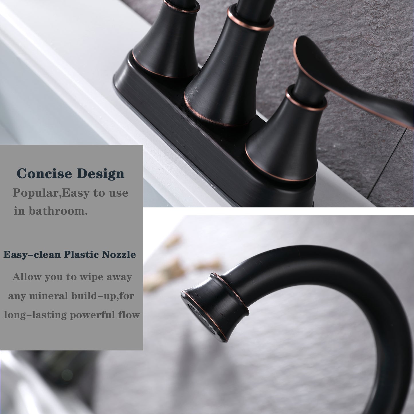 Oil Rubbed Bronze 2-Handle Bathroom Faucet with Pop-up Drain and Supply Hoses