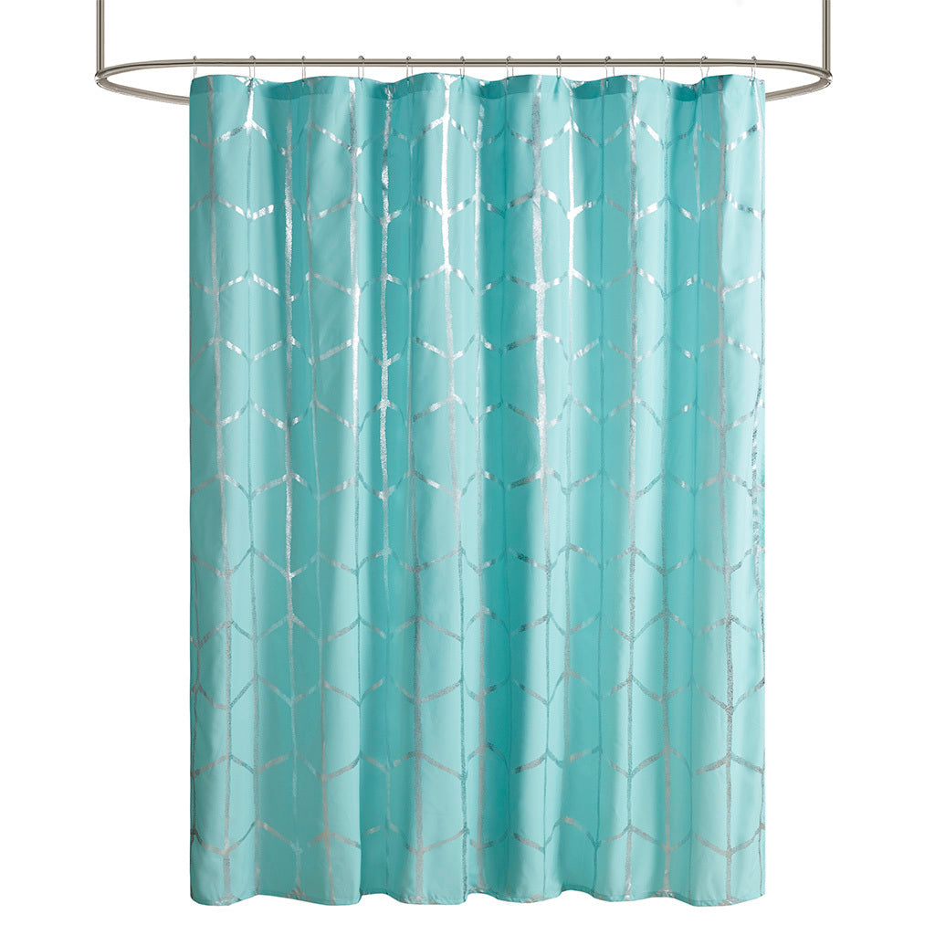 Metallic Geometric Print Shower Curtain