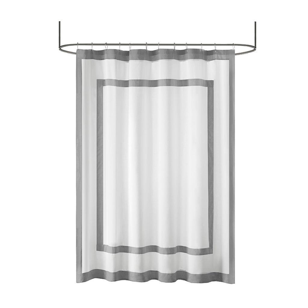 Grey Border Cotton Duck Shower Curtain