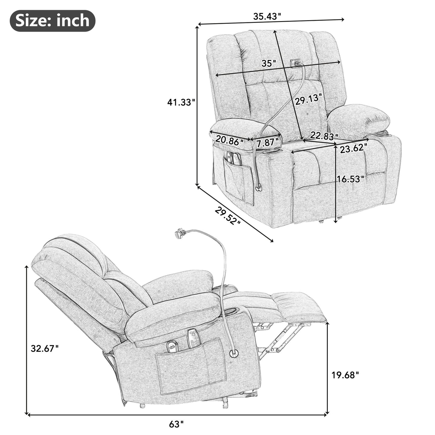 Ultimate Comfort Power Lift Recliner Chair with Massage, Heating, and Remote Control