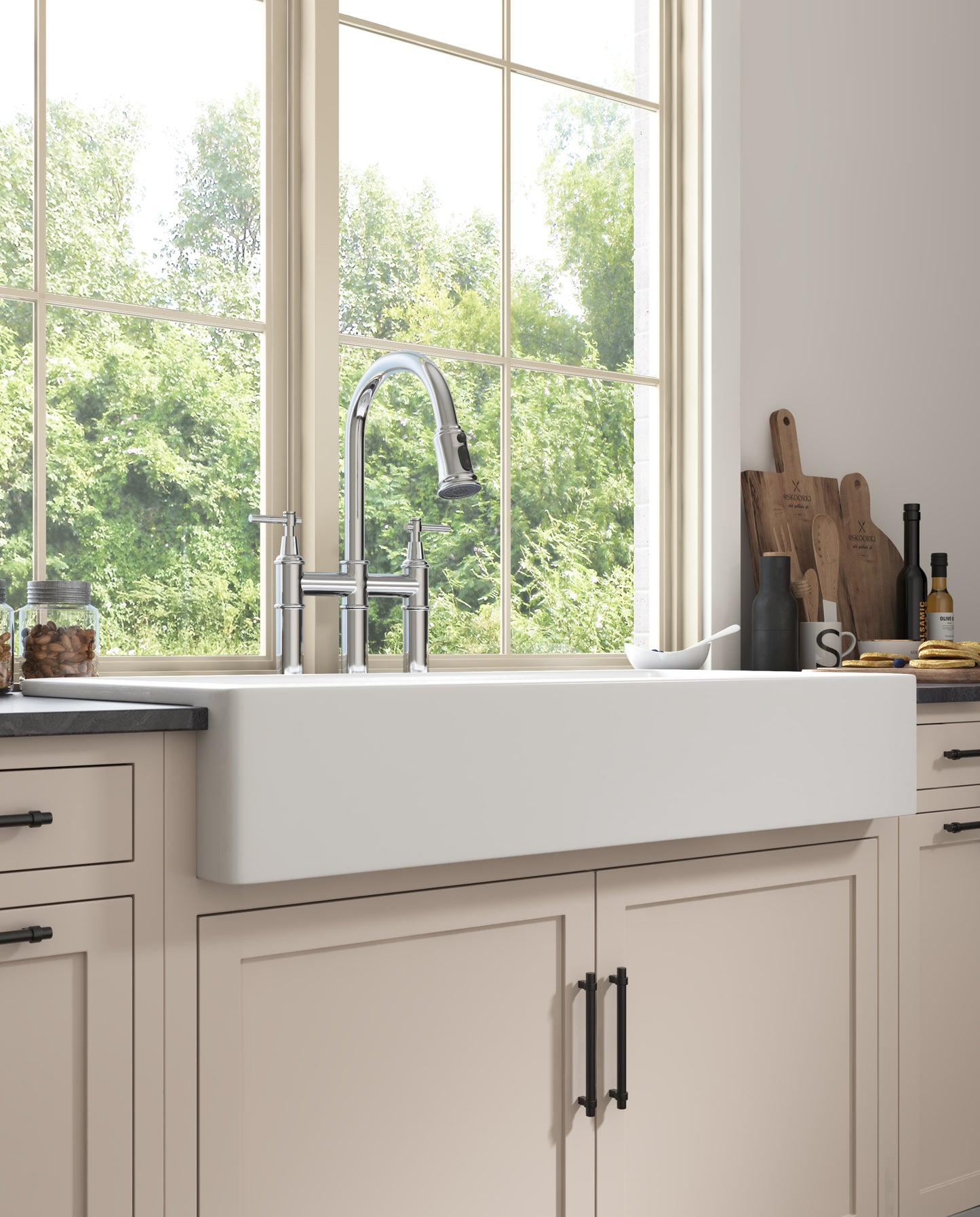 Elegant 37-Inch White Ceramic Farmhouse Kitchen Sink