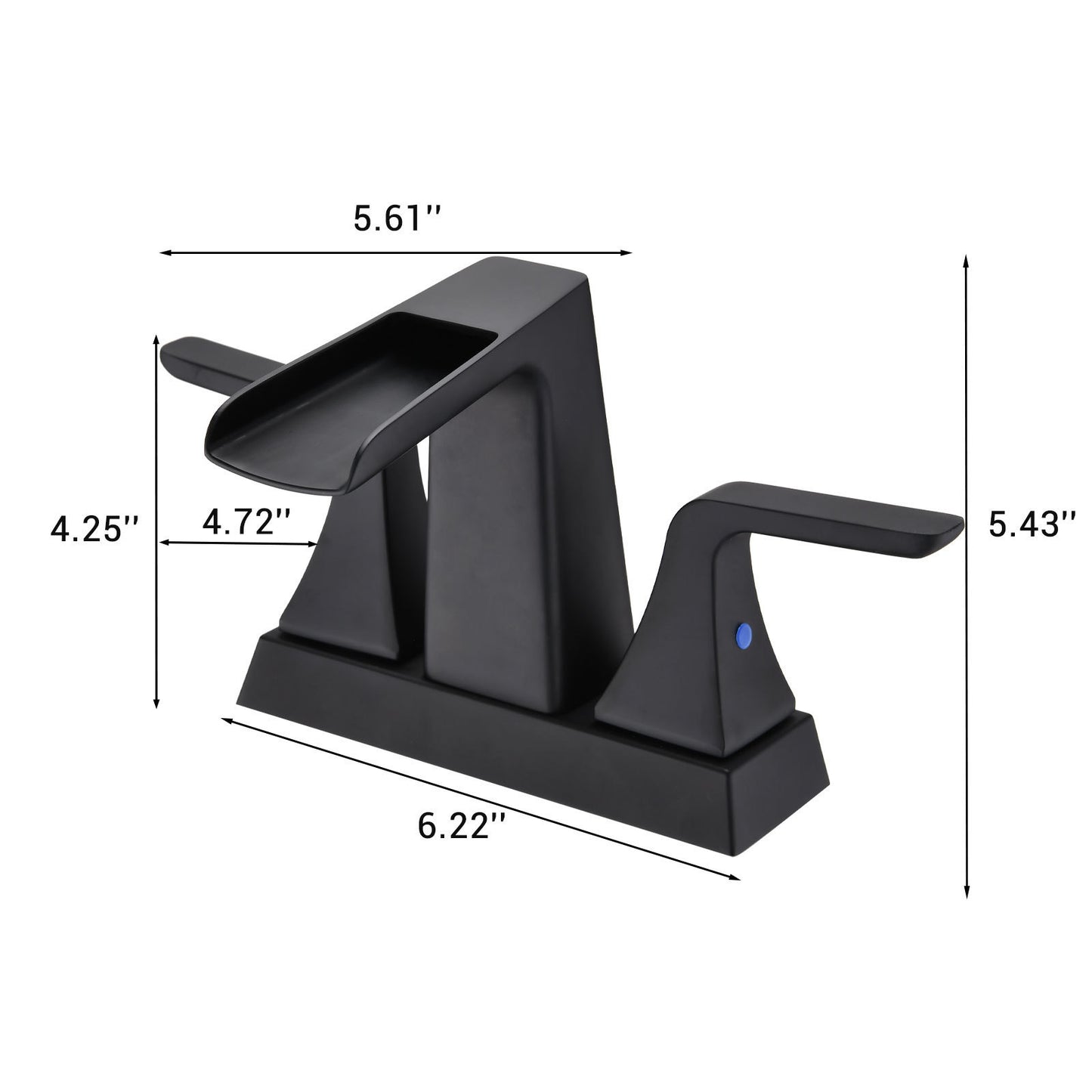 Matte Black Waterfall Bathroom Sink Faucet with Two Handles