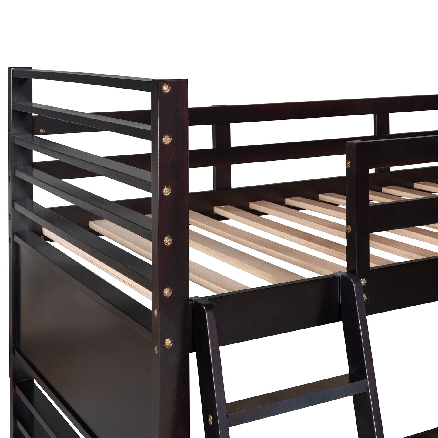 Espresso Twin Bunk Bed with Storage Drawers for Space Optimization