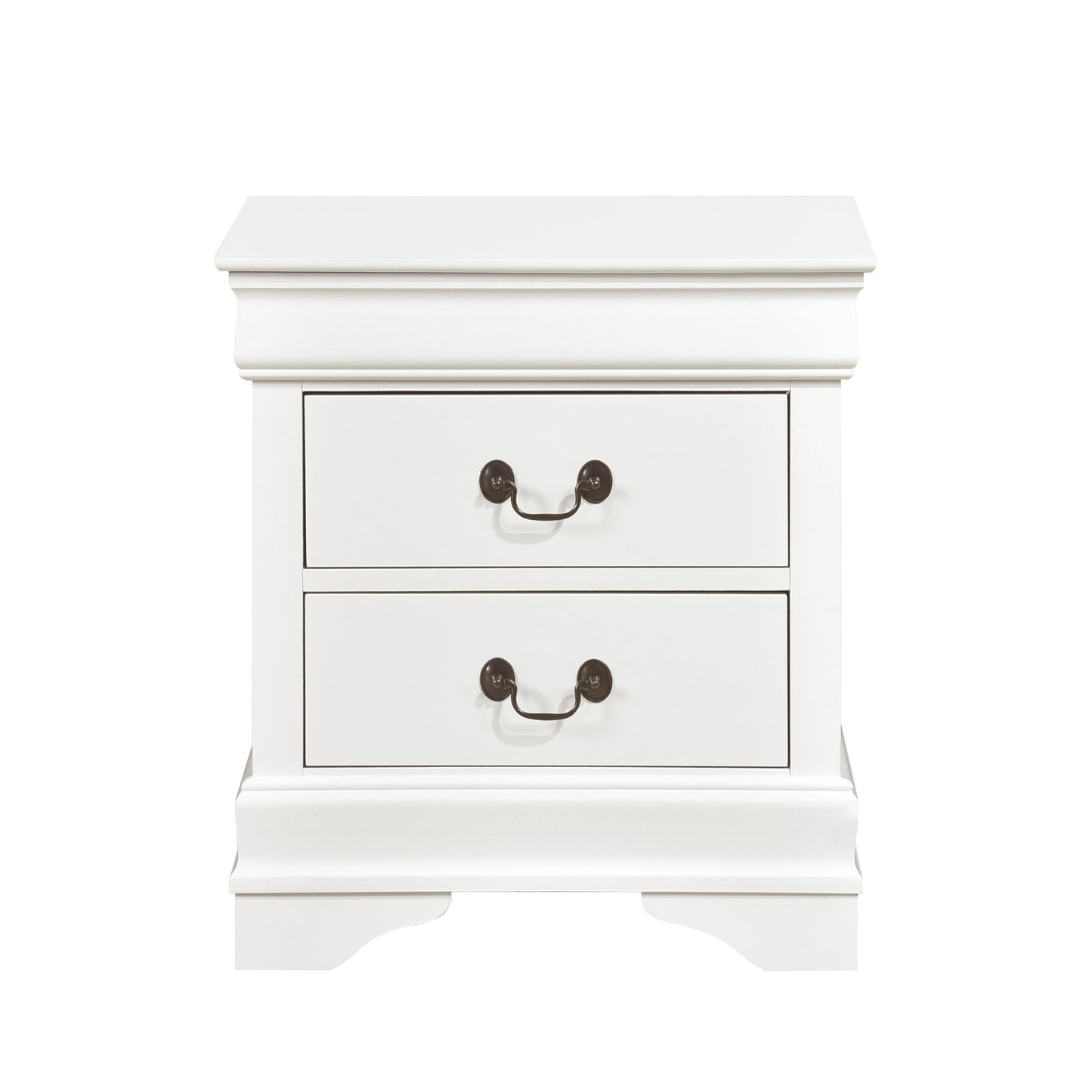 Traditional Design White Finish Nightstand 1pc Antique Drop Handles Drawers Bed Side Table Bedroom Furniture