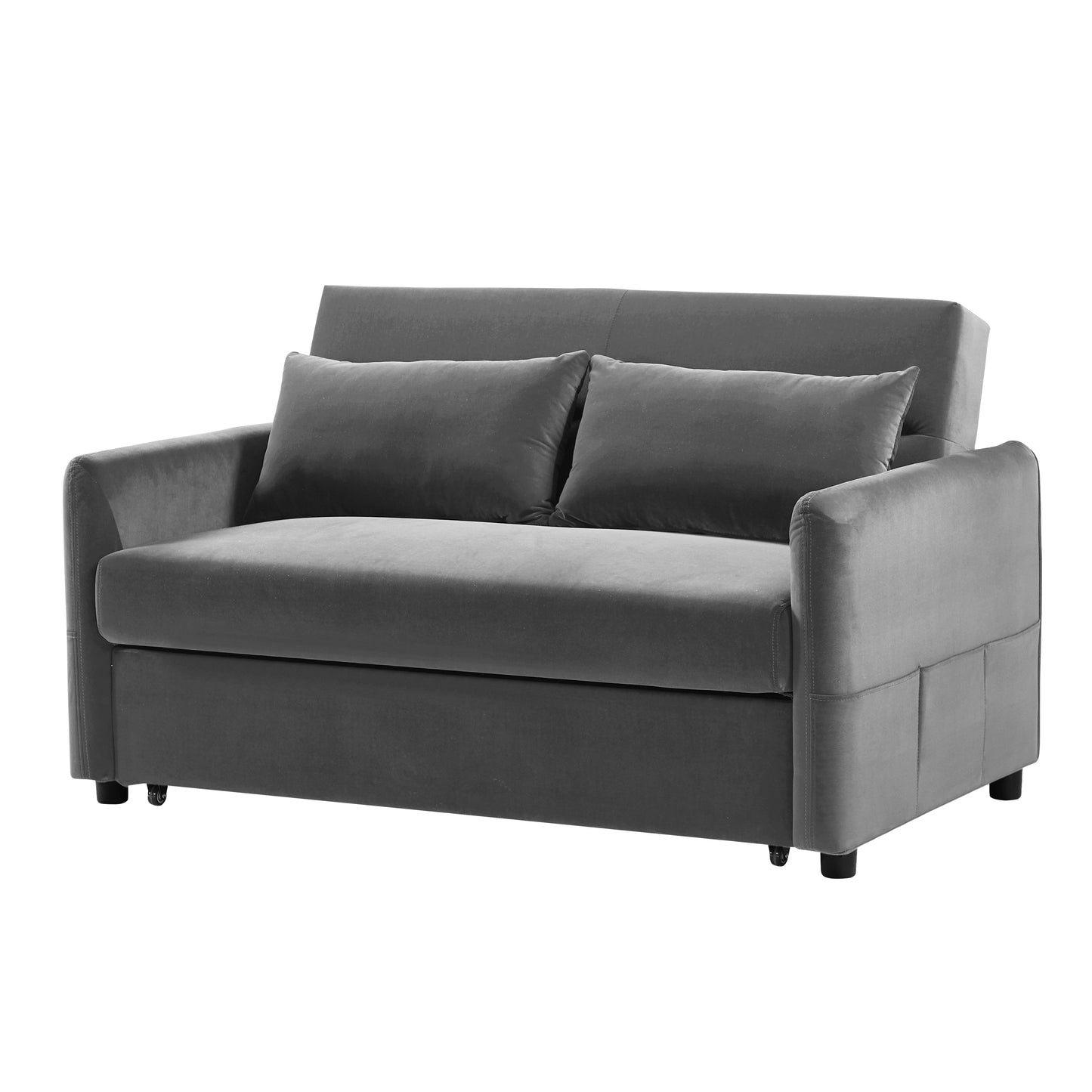 Convertible Dark Gray Sofa Bed with Adjustable Backrest