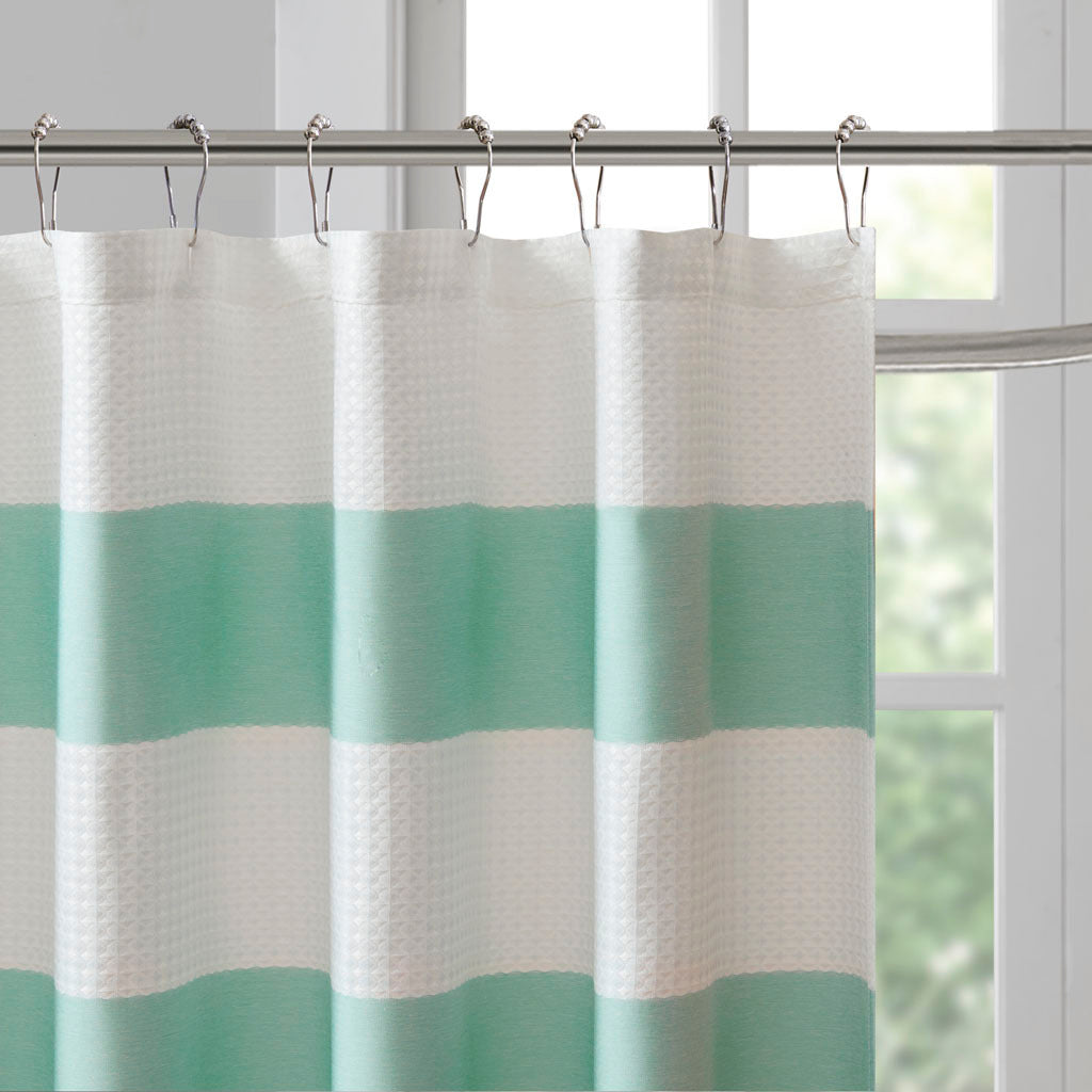 Spa Waffle Shower Curtain with Water Repellent Treatment - Serene Spa Retreat Upgrade