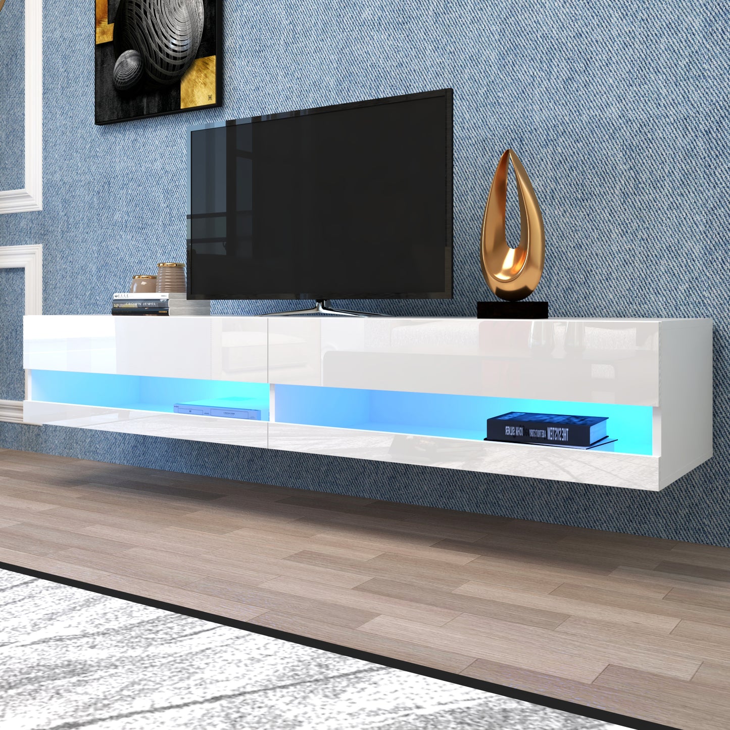 180 White LED Wall Mounted TV Stand with 20 Color Options