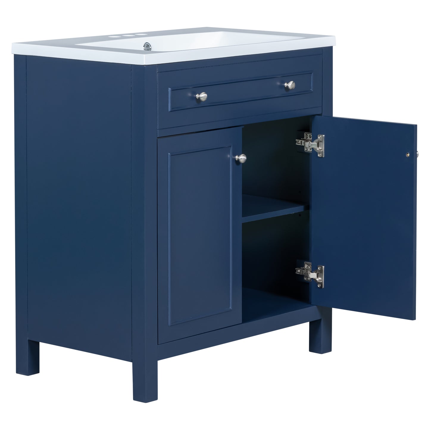 30" Bathroom Vanity Cabinet with Sink Top, Bathroom Storage Cabinet with Two Doors and Adjustable Shelf, Blue