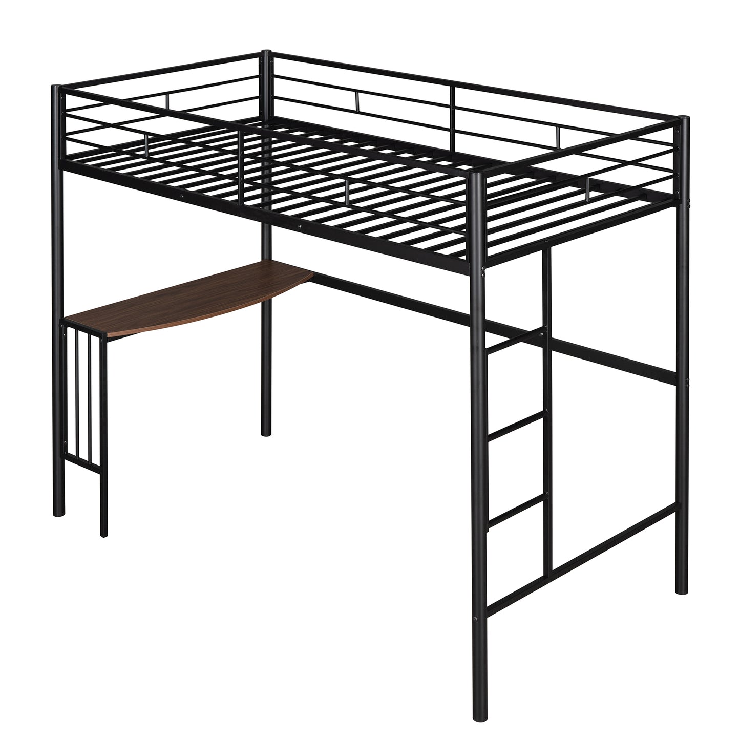 Metallic Black Bunk Bed with Desk and Full Over Twin Configuration