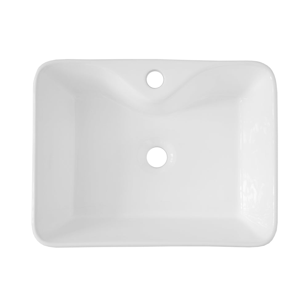 19"x15" White Ceramic Rectangular Vessel Bathroom Sink