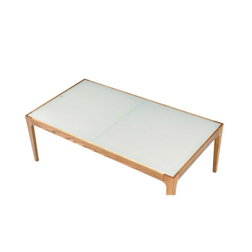 Gwynn Natural Wood and Frosted Glass Coffee Table