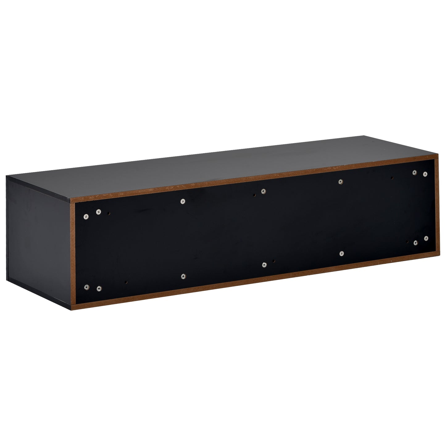 Modern Black Wall Mount Floating TV Stand with LED Lights and Media Storage