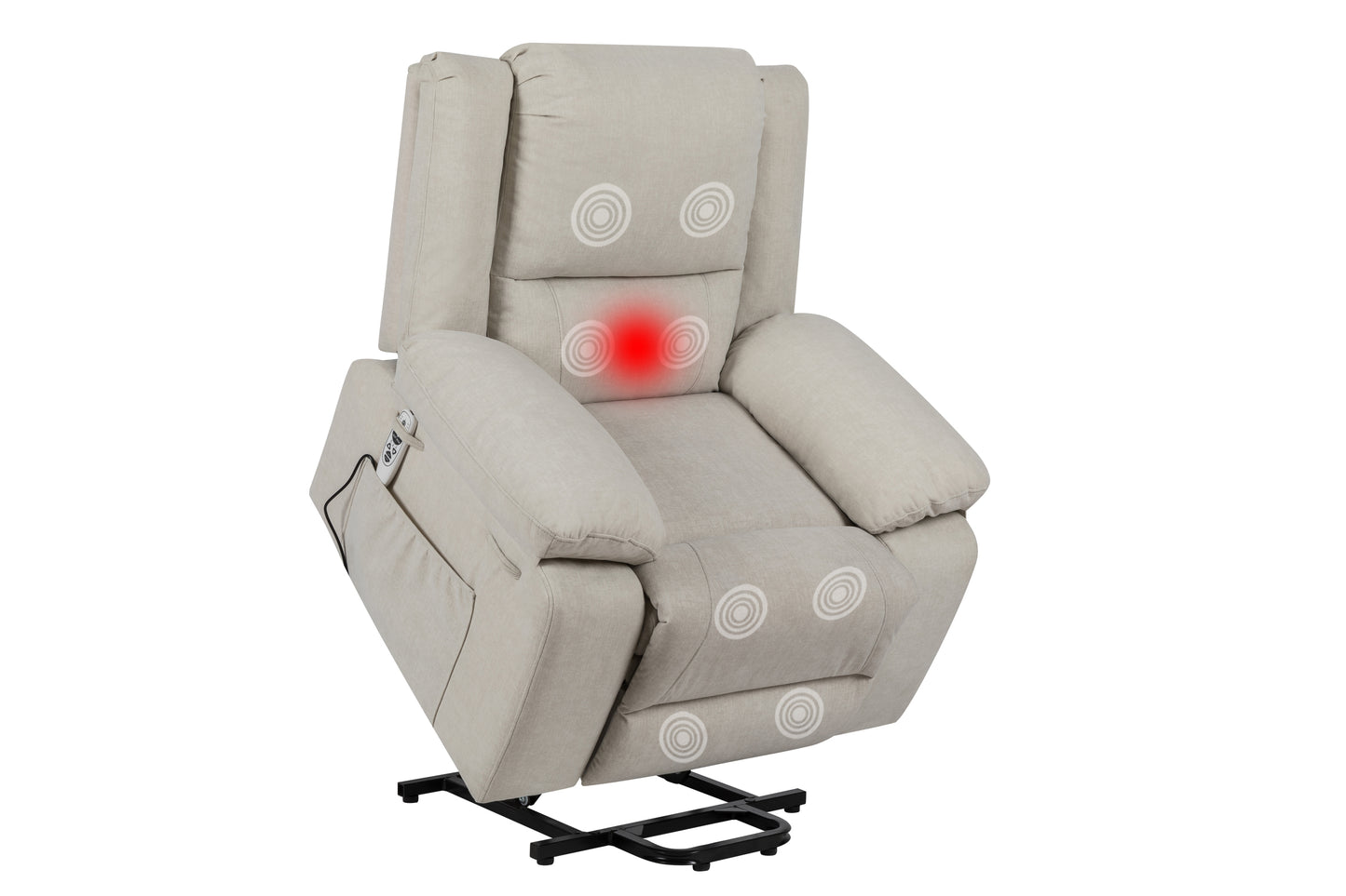 Electric Power Recliner Chair with Multi-Function Massage and Remote Control - Beige - Enhanced Comfort and Mobility Support