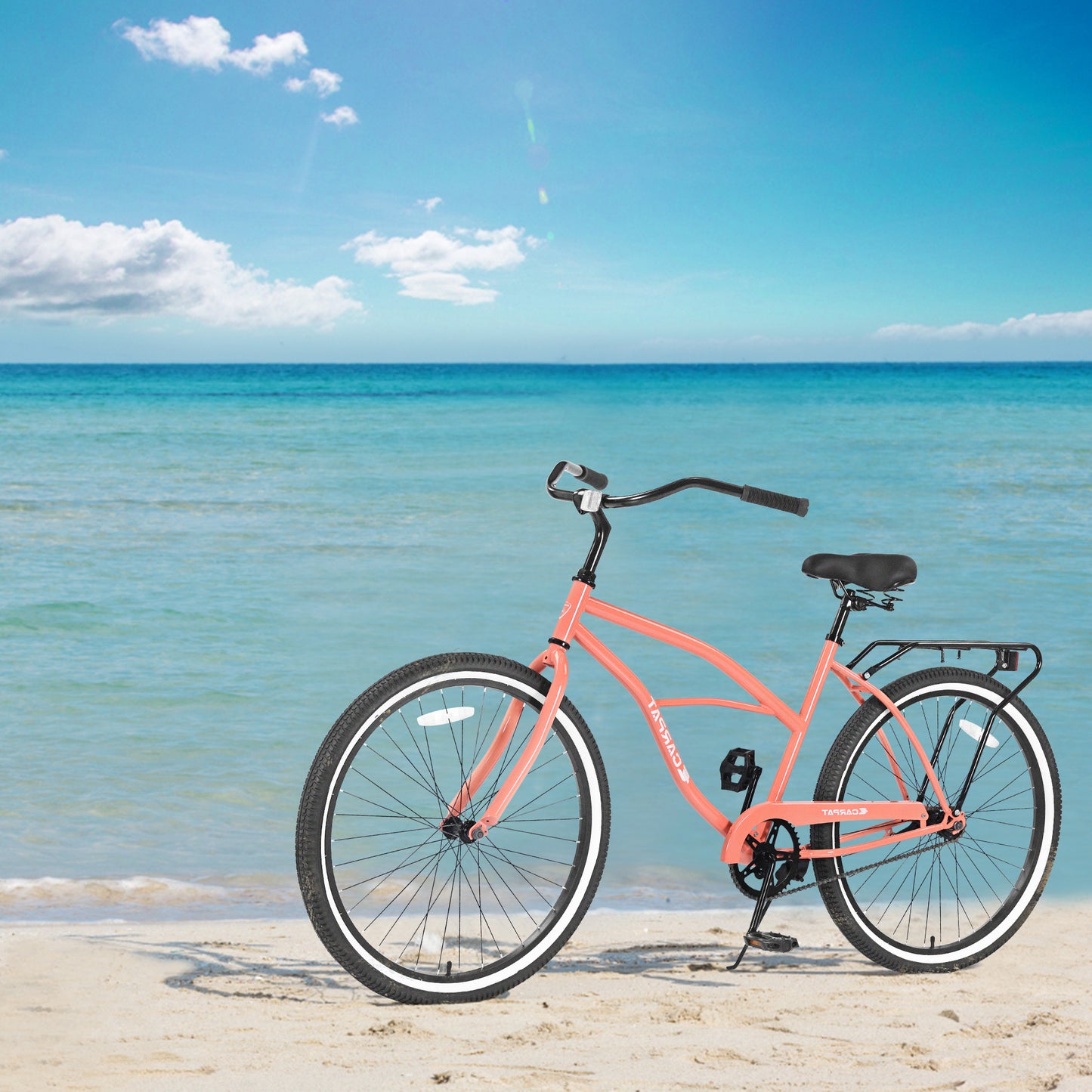 S26204 26 Inch Beach Cruiser Bike for Men and Women, Steel Frame, Single Speed Drivetrain, Upright Comfortable Rides, Multiple Colors