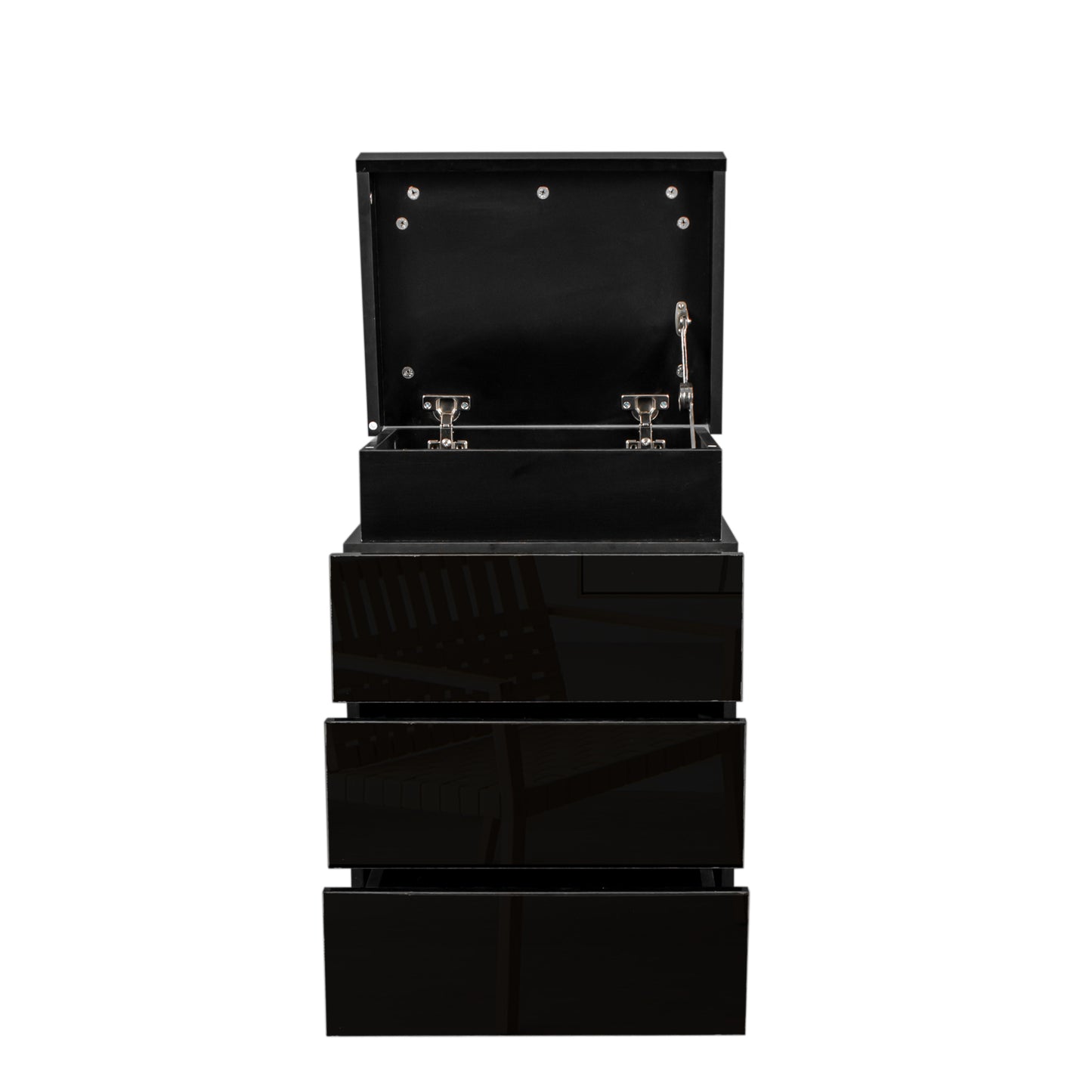 Contemporary LED Night Stand with 3 Drawers and High Gloss Finish