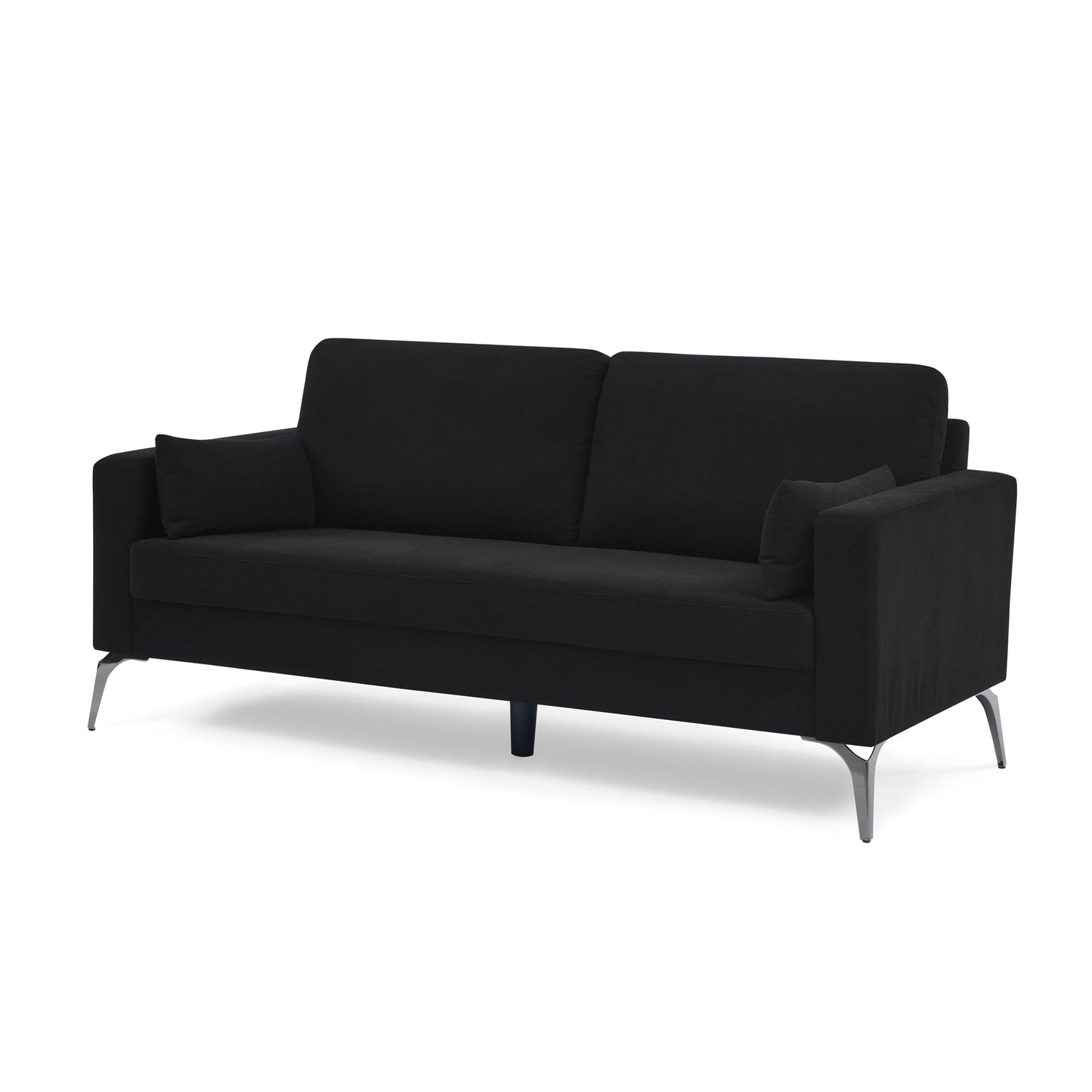 3-Piece Corduroy Black Living Room Sofa Set with Loveseat and Chair