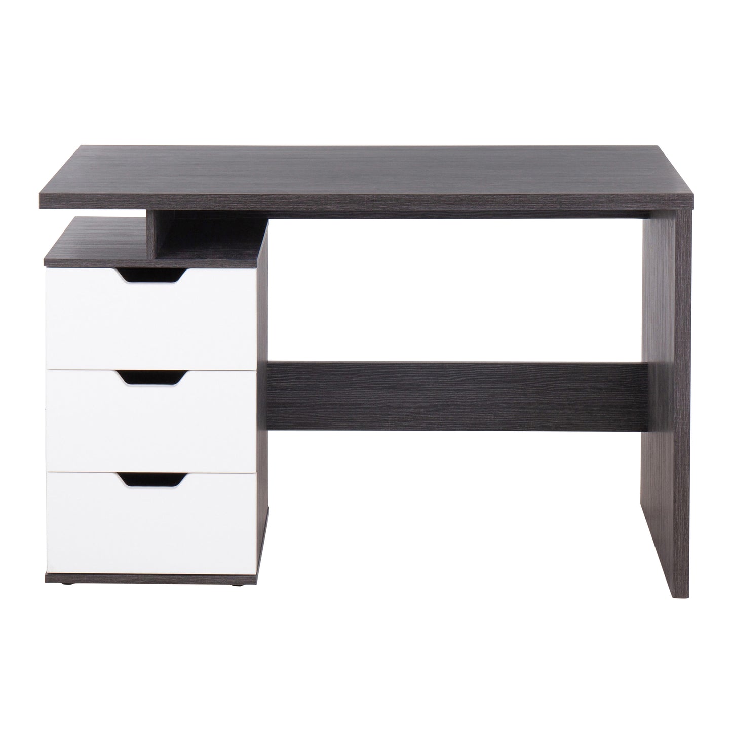 LumiSource Quinn Modern Charcoal Wood Desk with White Drawers