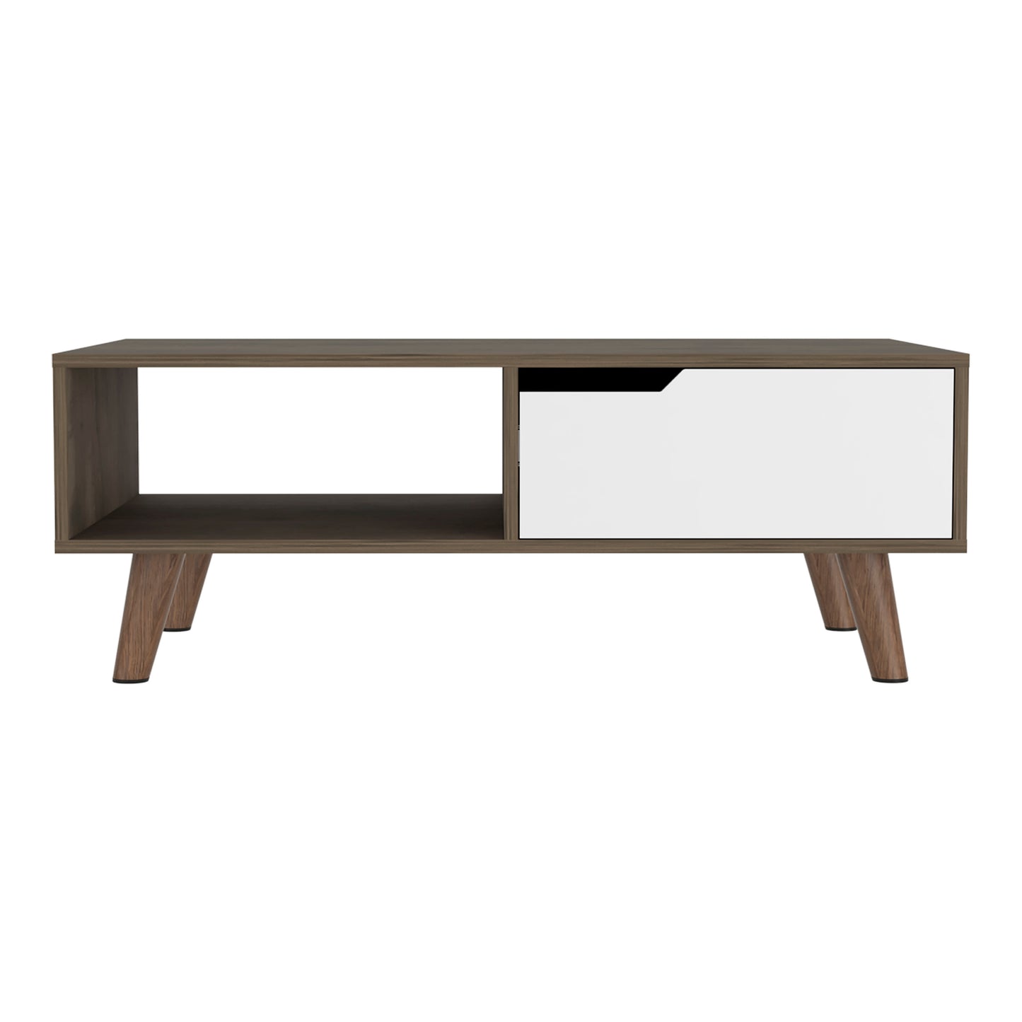 Bull Coffee Table 2.0 with Drawer, Four Legs, Dark Brown / White Finish