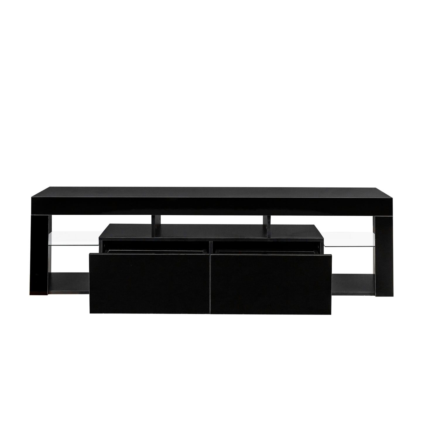 LED Wall Mounted TV Stand with Storage and Remote Control - Black