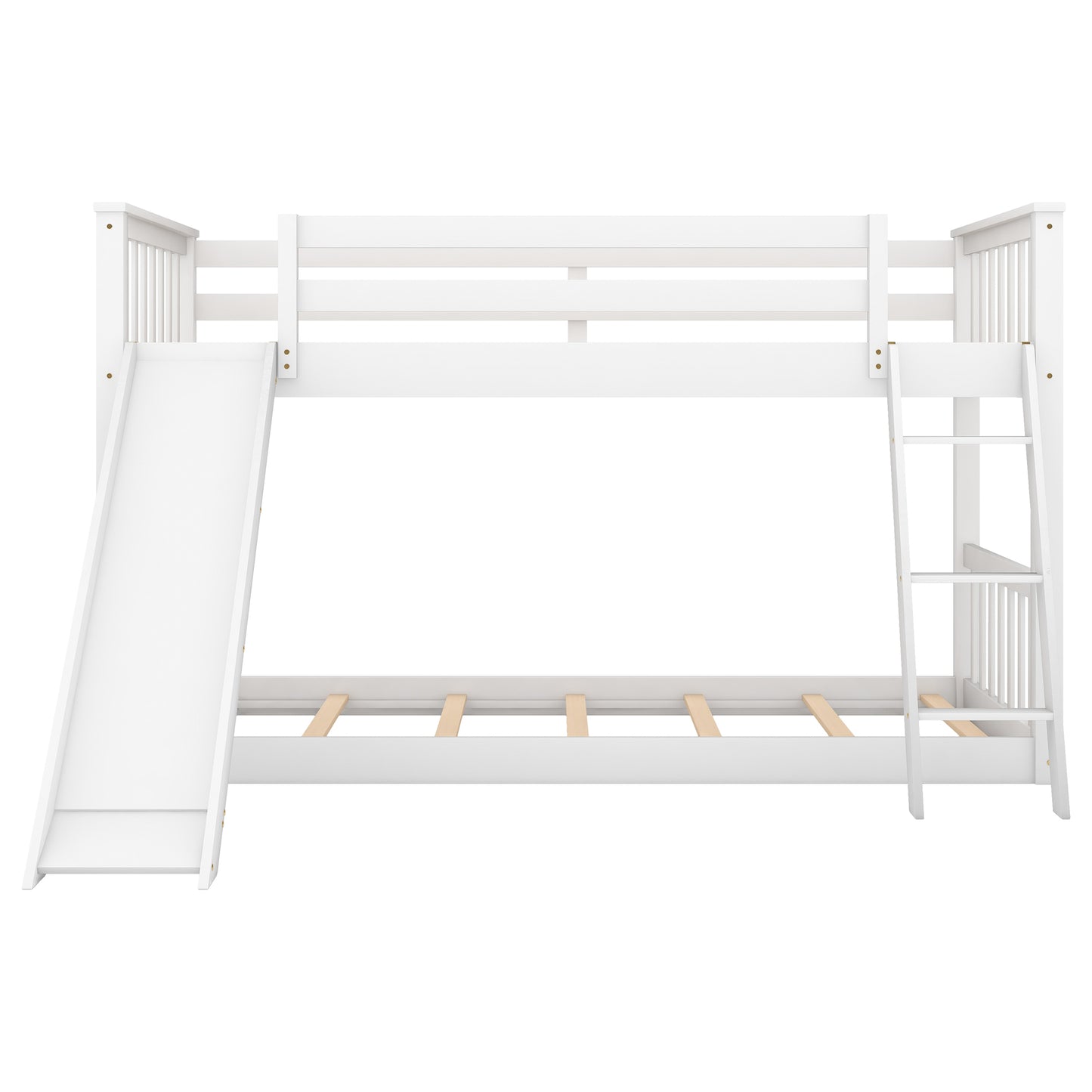 Convertible White Twin Bunk Bed with Slide and Ladder for Compact Spaces