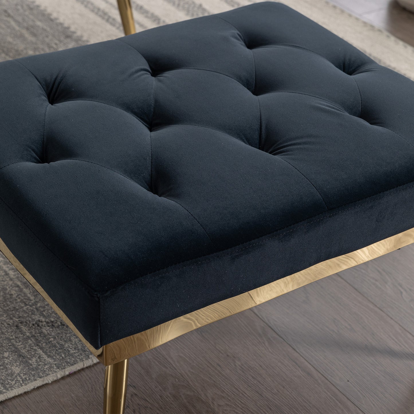 Elegant Adjustable Velvet Accent Chair with Gold Legs and Tufted Upholstery