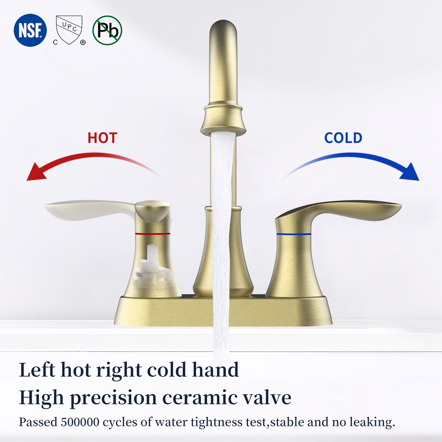 Luxurious Brushed Gold Bathroom Sink Faucet with High Performance Handles