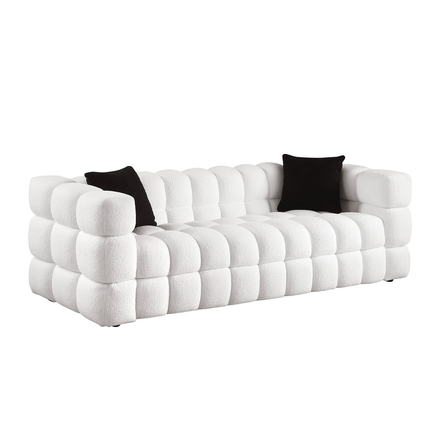 84.3 3-Seater White Boucle Marshmallow Sofa for Ultimate Comfort