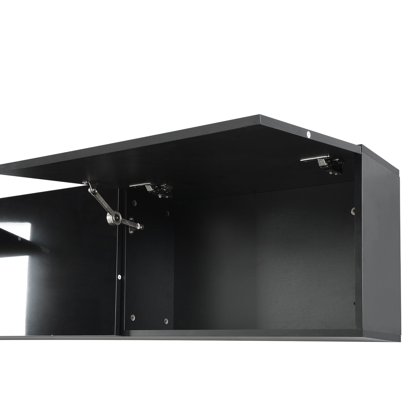 Modern Black High Gloss TV Stand with 9 Storage Cabinets