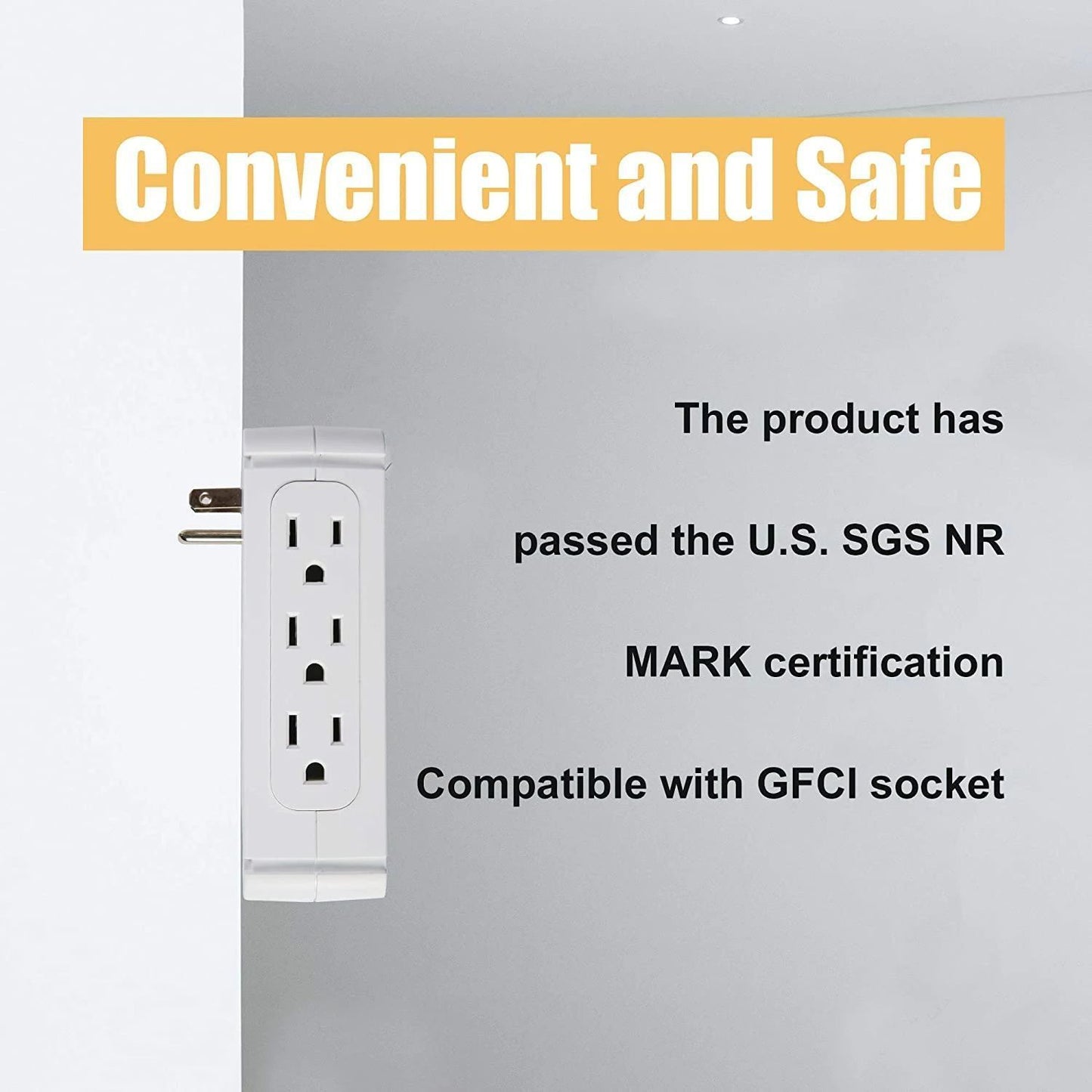 Set of 2 Wall Outlet Extender Surge Protector Multifunctional Outlet Wall Plug with 3 USB Ports(3.4A Total), 8 AC Outlets, Removable Outlet Shelf