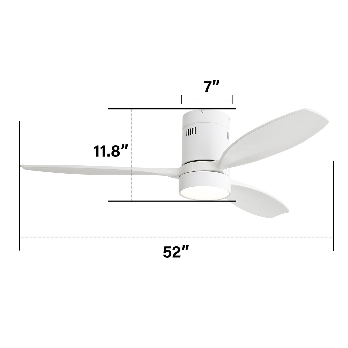 Modern 52 Inch Solid Wood Ceiling Fan with Remote Control