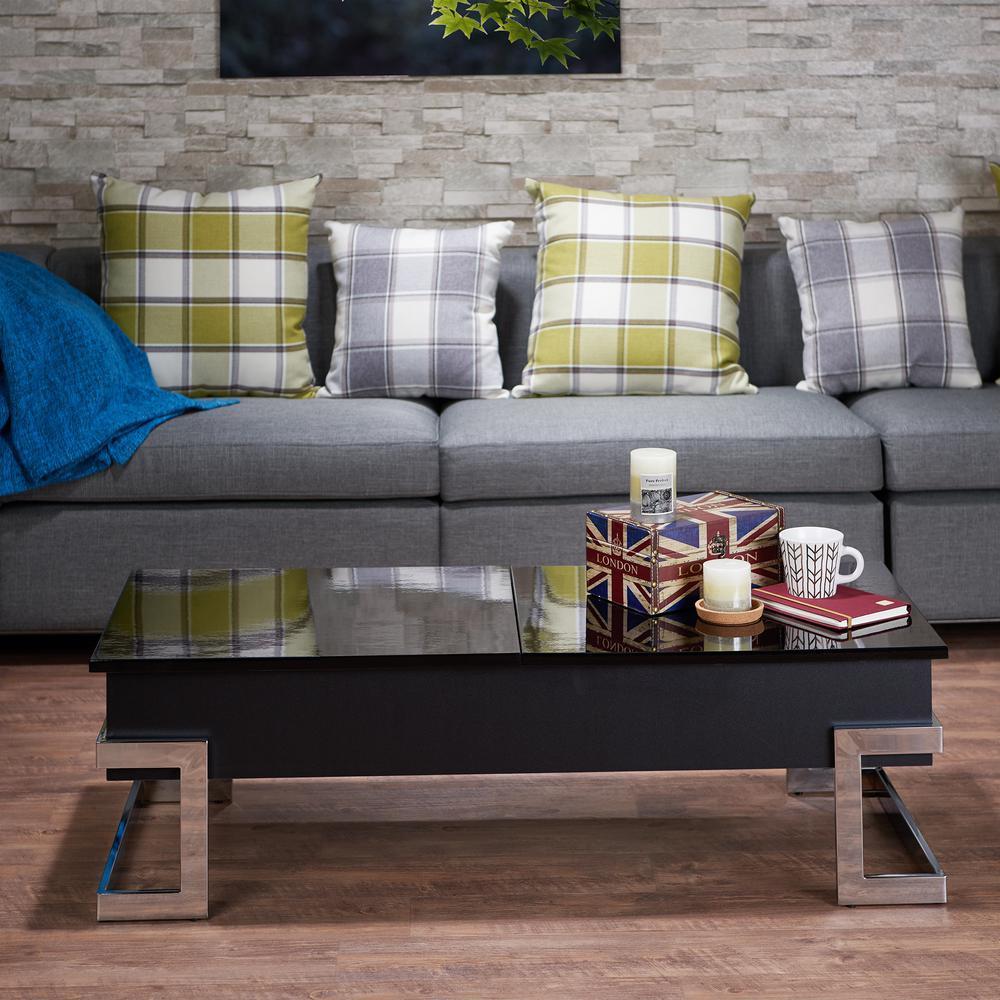 Stylish Black & Chrome Coffee Table with Lift Top - Calnan 81855