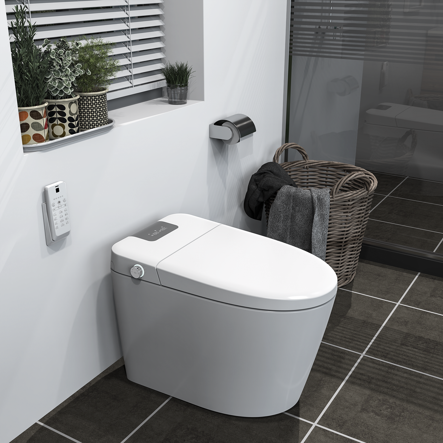 Smart Toilets with  Heated Seat,Auto Flush,AUTO Open&Close,Warm Dryer,Foot Sensor,Night Light,Remote Control