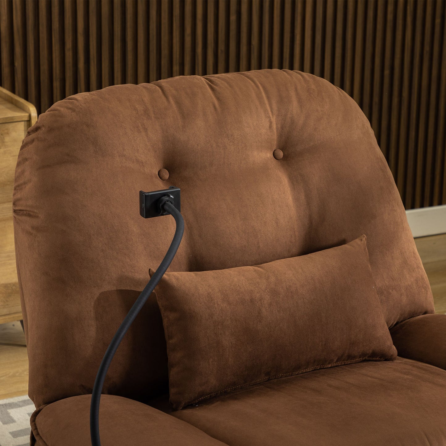 Intelligent Brown Power Recliner Sofa with Swivel, USB Charger, Bluetooth, and Voice Control