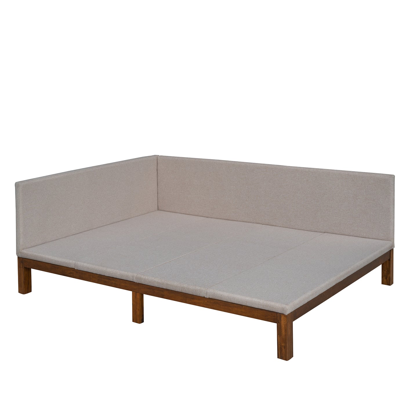 Upholstered Daybed/Sofa Bed Frame Full Size Linen-Beige