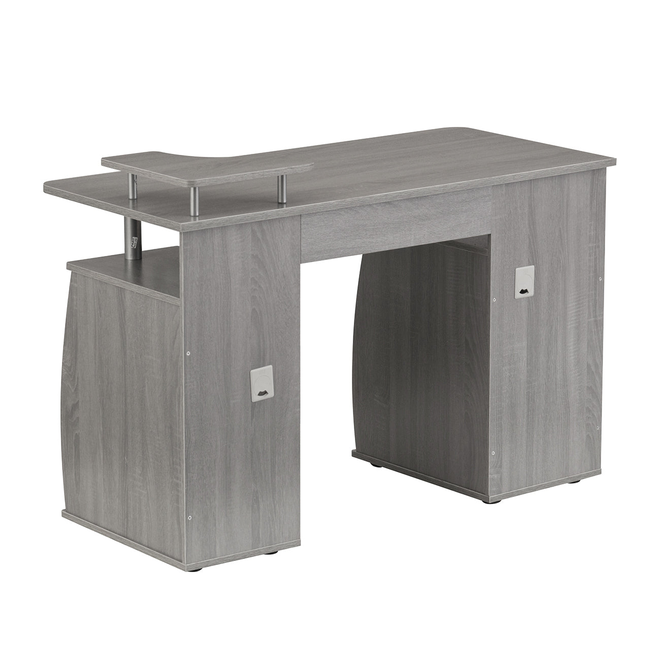 Grey Computer Workstation Desk With Storage Solution