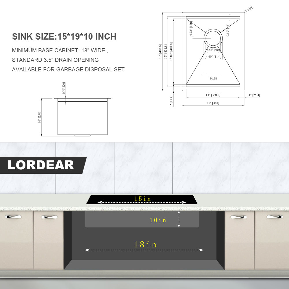 Undermount Stainless Steel 15 Kitchen Sink with Workstation and Sound Proofing