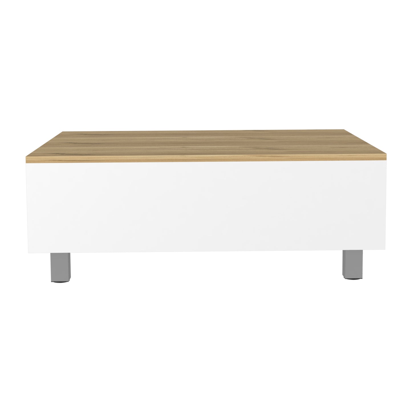 Elegant Lift Top Coffee Table in White and Light Oak with Four Legs
