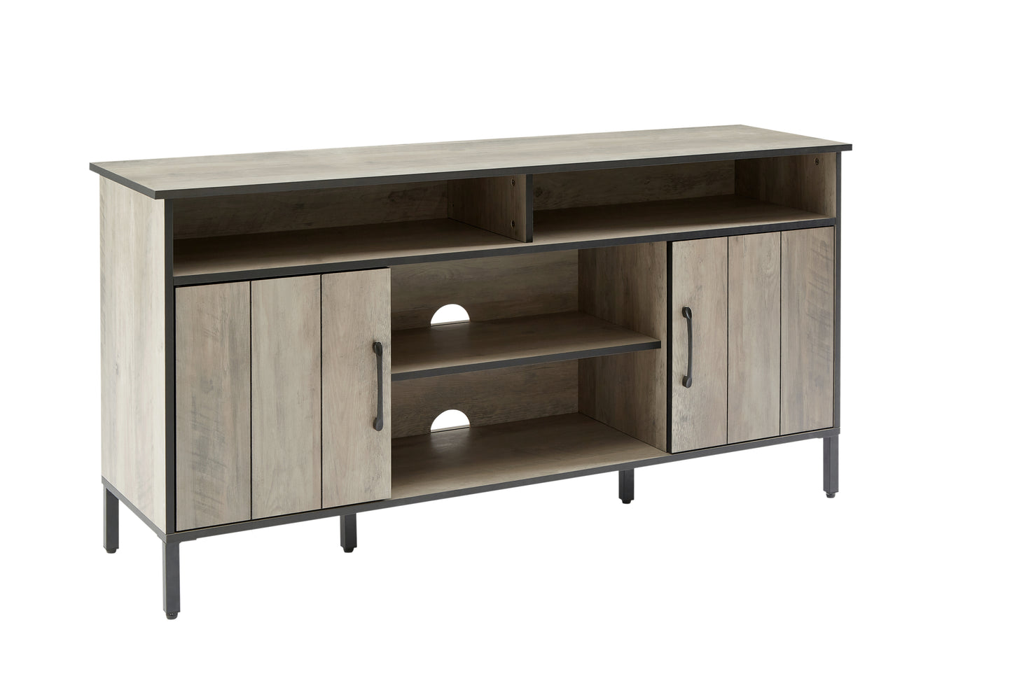 58-Inch Rustic Gray TV Stand and Media Entertainment Center Console with Ample Storage and Adjustable Dividers