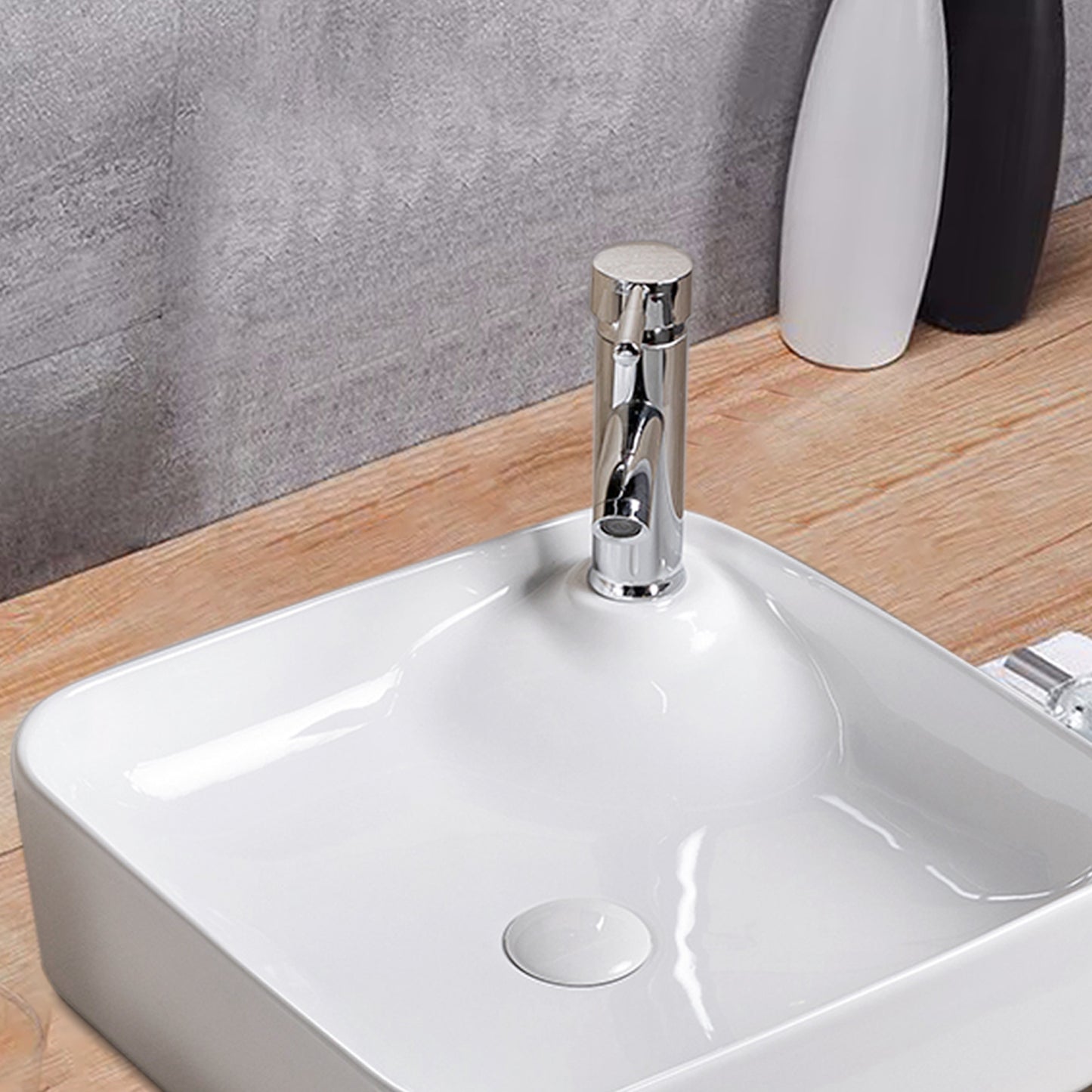 Vessel Bathroom Sink Basin in White Ceramic